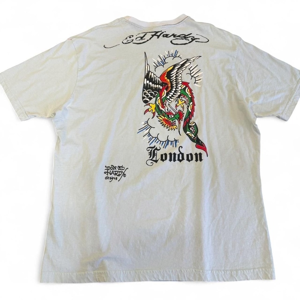 Vintage Ed Hardy Skull & Snake Graphic Tee -‎ Los Angeles London Y2K XXL - Picture 6 of 6